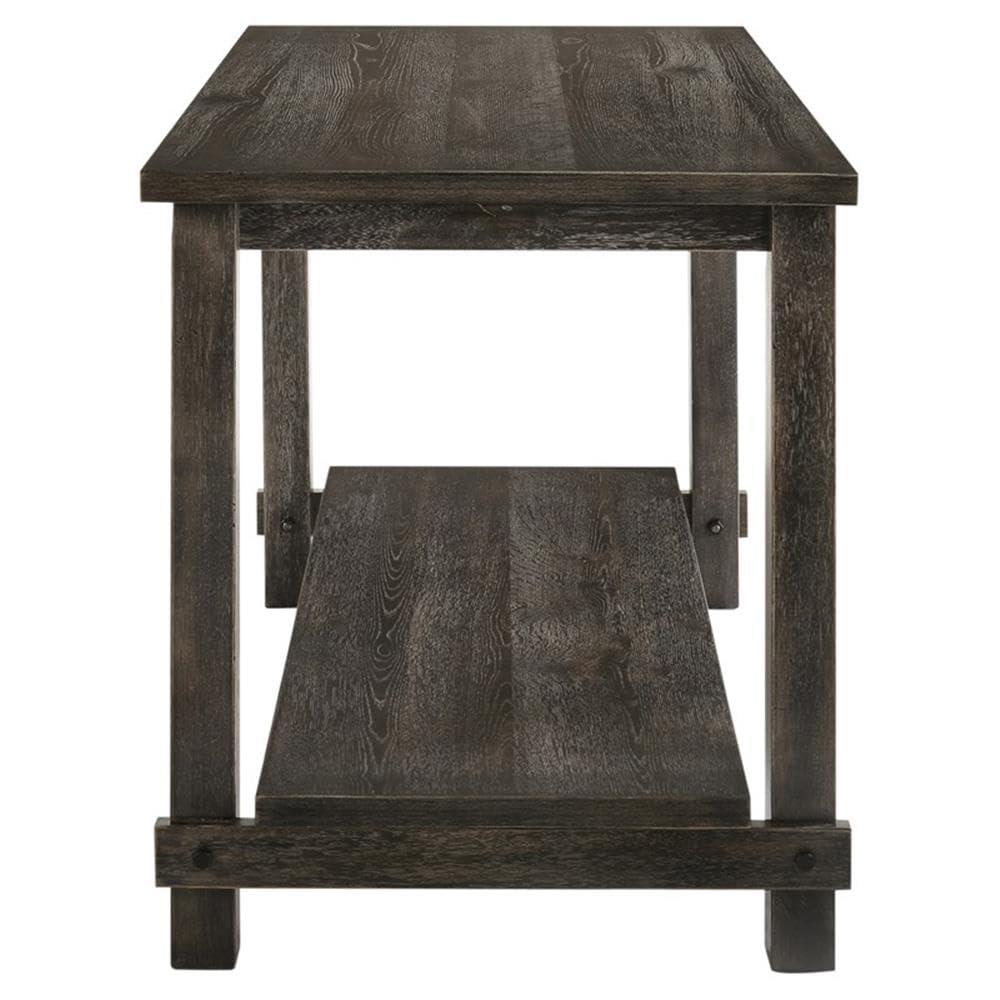 60" Martha Li Dining Table Weathered Gray - Acme Furniture: Sturdy Wood, Storage Shelf, Seats 6