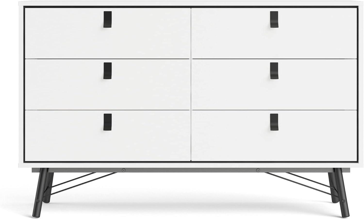 Scandinavian Ry 59'' Matte Black & White Double Dresser with Solid Wood Legs