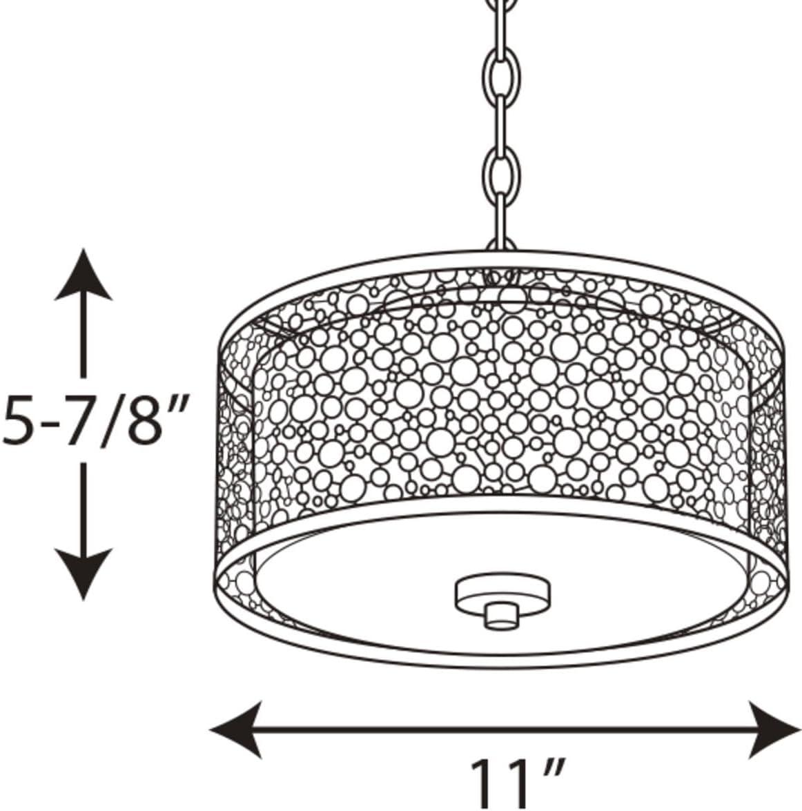 Brushed Nickel LED Flush Mount with Etched Parchment Glass Shade