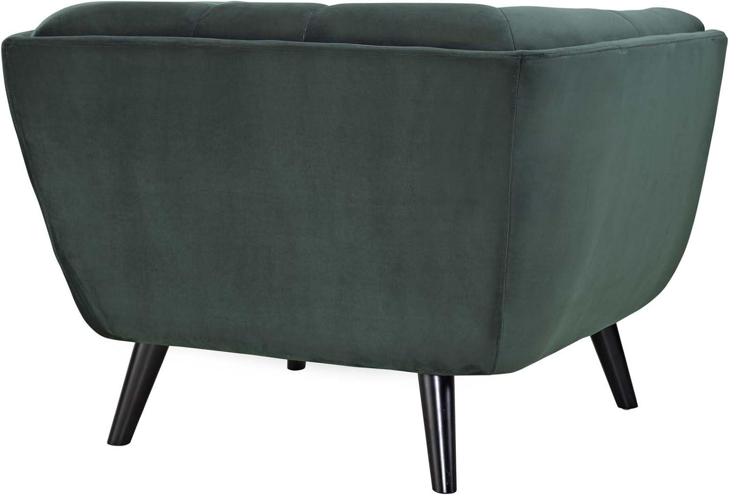 Green Velvet Mid-Century Modern Armchair with Black Legs