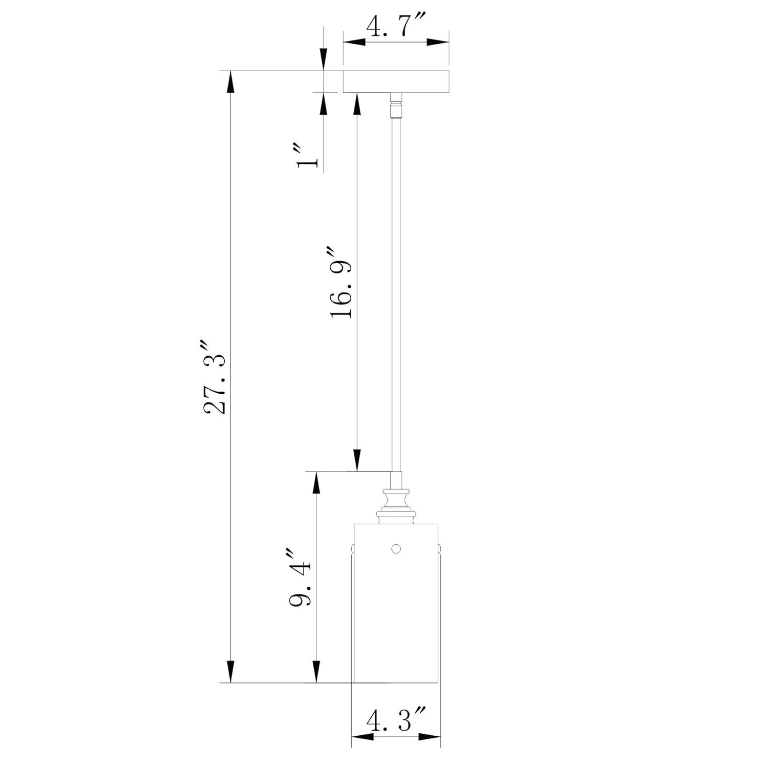 Warehouse of Tiffany Tedosha 1-Light Black Pendant Lamp with Glass Cylinder Shade