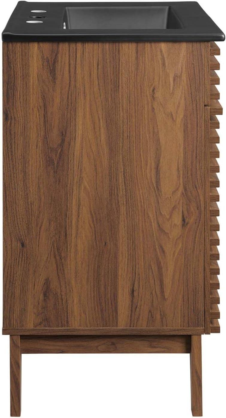 Modway Render 24" Modern Wood Bathroom Vanity in Walnut/Black