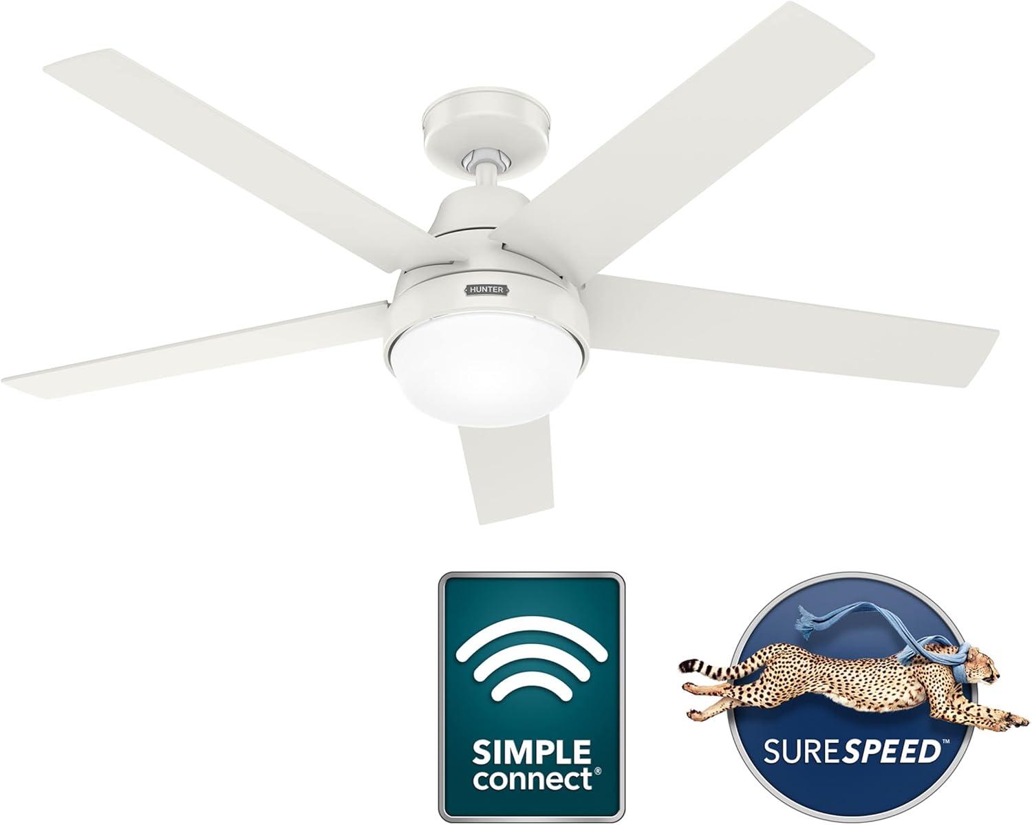 52" Aerodyne 5 - Blade Smart Standard Ceiling Fan with Lights and Remote