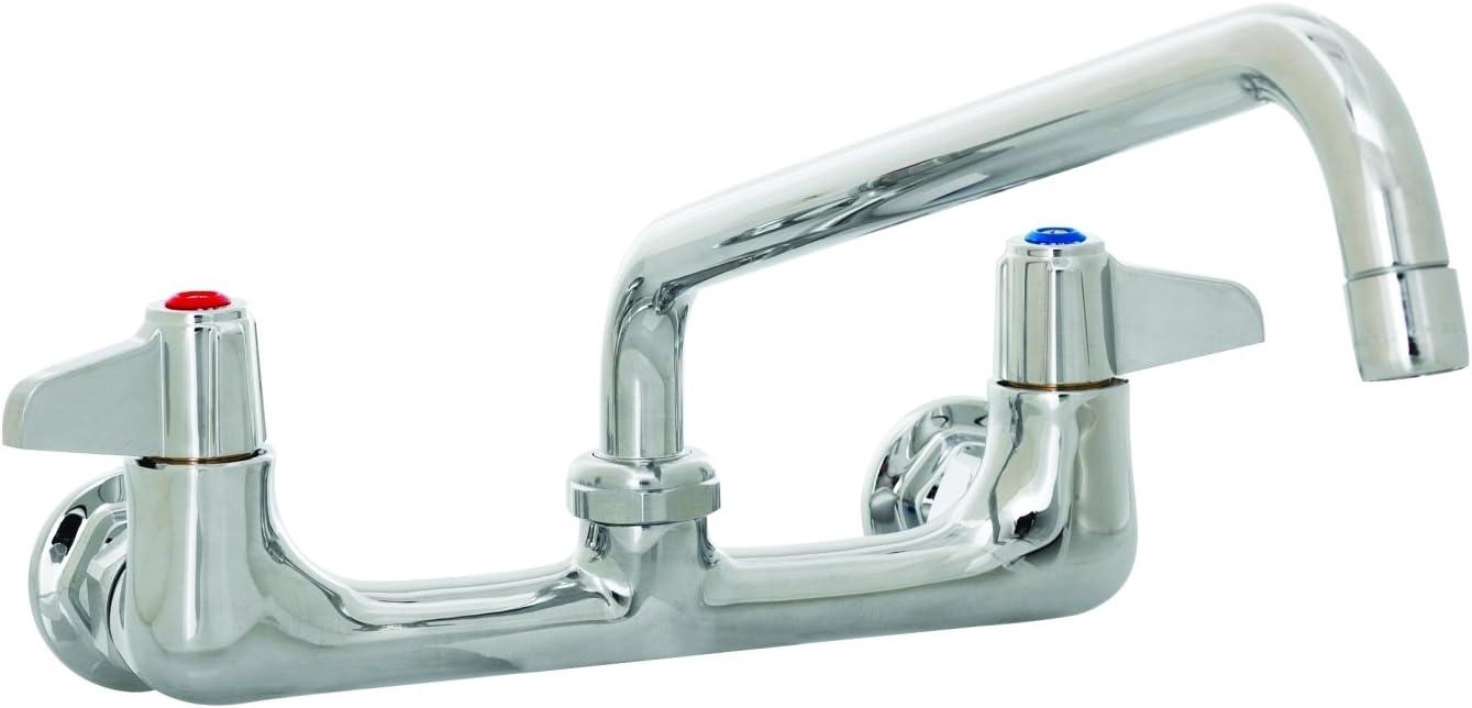 Polished Chrome 8" Wall Mount Commercial Sink Faucet with Swing Nozzle