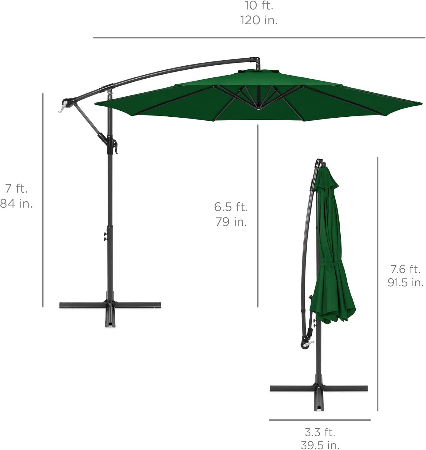 Best Choice Products 10ft Offset Hanging Outdoor Market Patio Umbrella w/ Easy Tilt Adjustment - Green