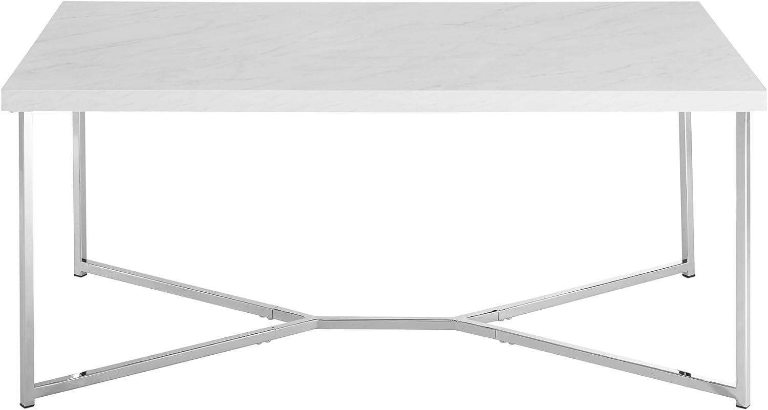 Elegant 42" Faux Marble and Chrome Rectangular Coffee Table