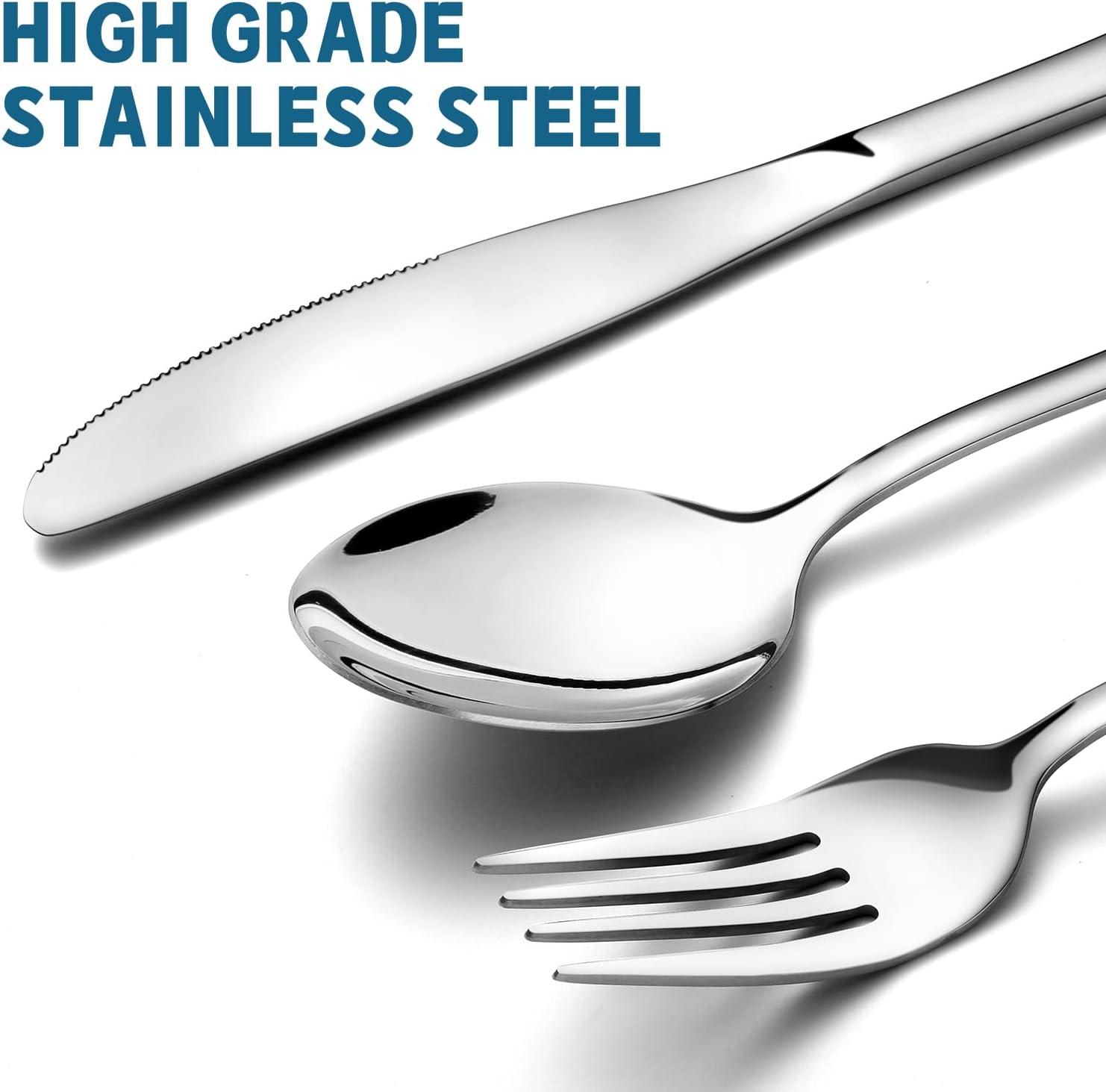 40-Piece Polished Stainless Steel Flatware Set for 8