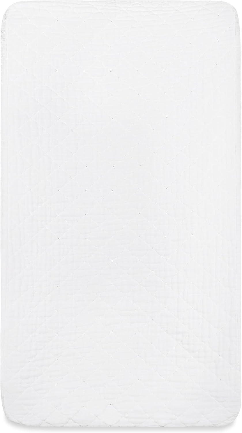 Plain White Quilted Muslin Changing Pad Cover