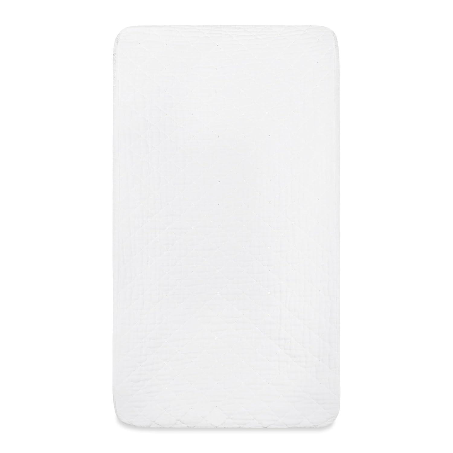 babyletto Plain White Quilted Muslin Changing Pad Cover
