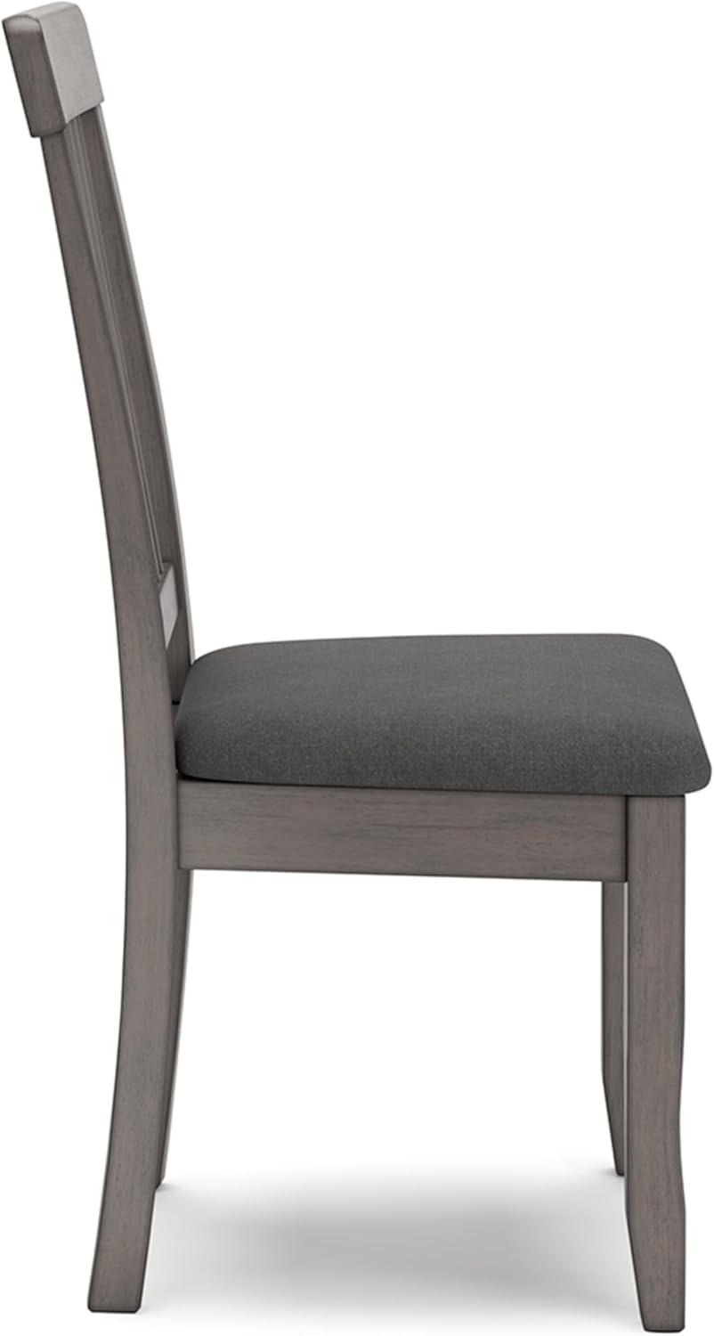 Gray Upholstered Wood Slat Back Side Chair Set