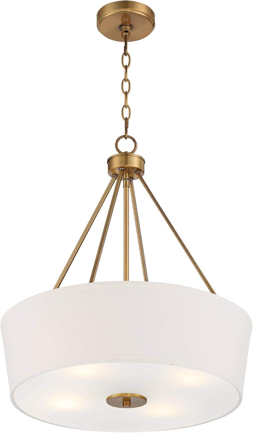 Possini Euro Design Saffira Warm Gold Pendant Chandelier 20" Wide Modern Off White Linen Drum Shade 4-Light Fixture for Dining Room Foyer Kitchen Home