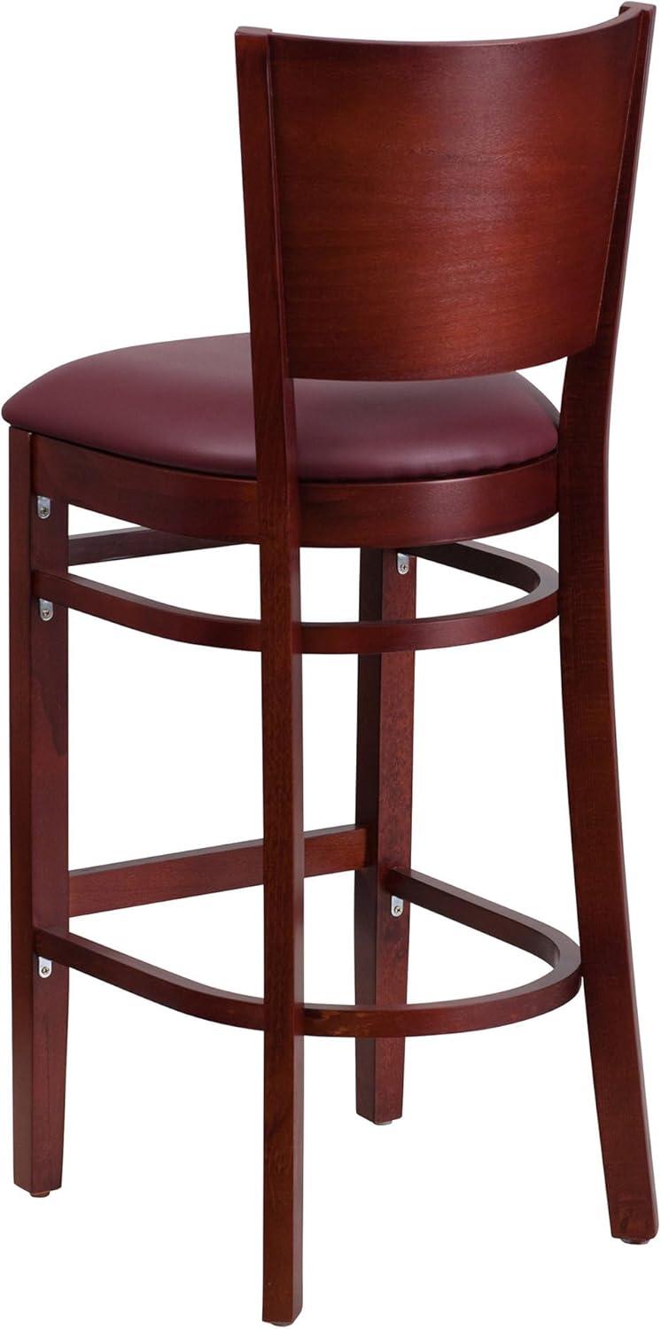 Flash Furniture Lacey Series Solid Back Walnut Wood Restaurant Barstool