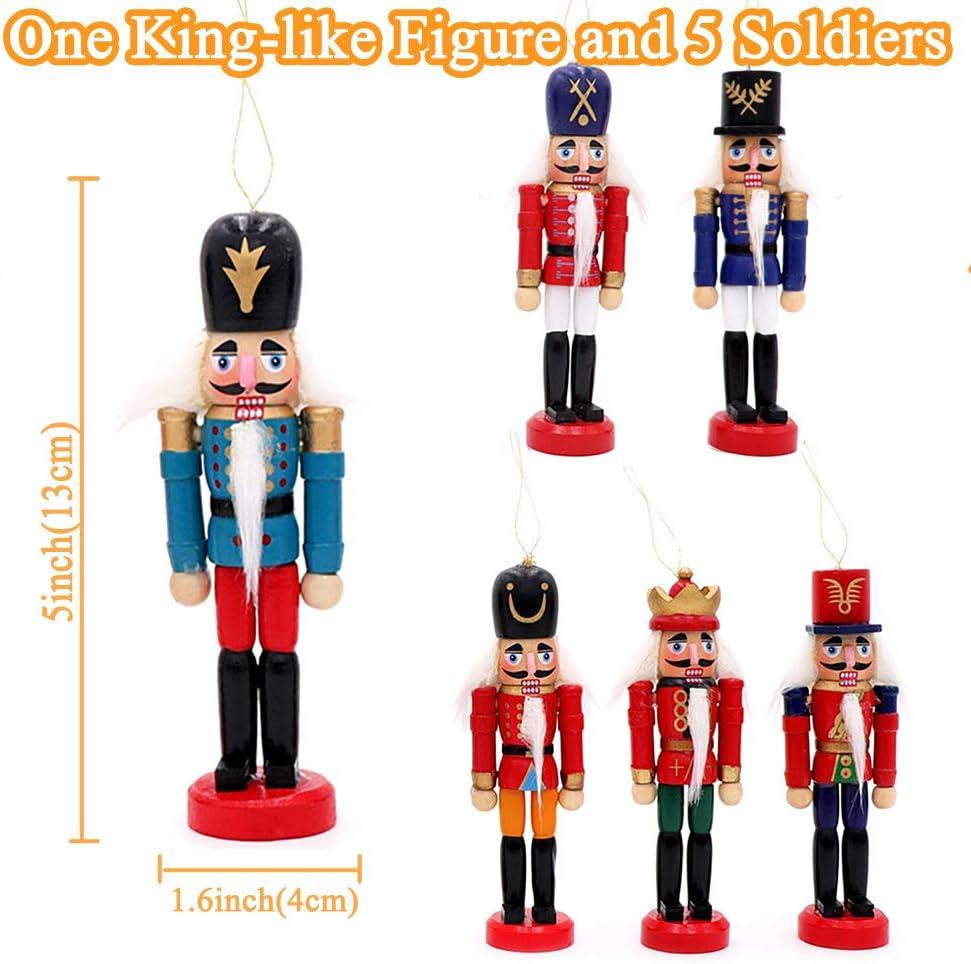 Multicolor 5-Inch Wooden Nutcracker Ornament Set