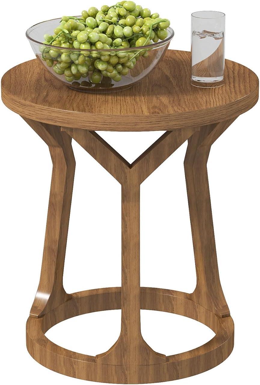 Kinbor Accent Wood Farmhouse End Table Side Tables Nightstand Natural Tray Top and Legs, White