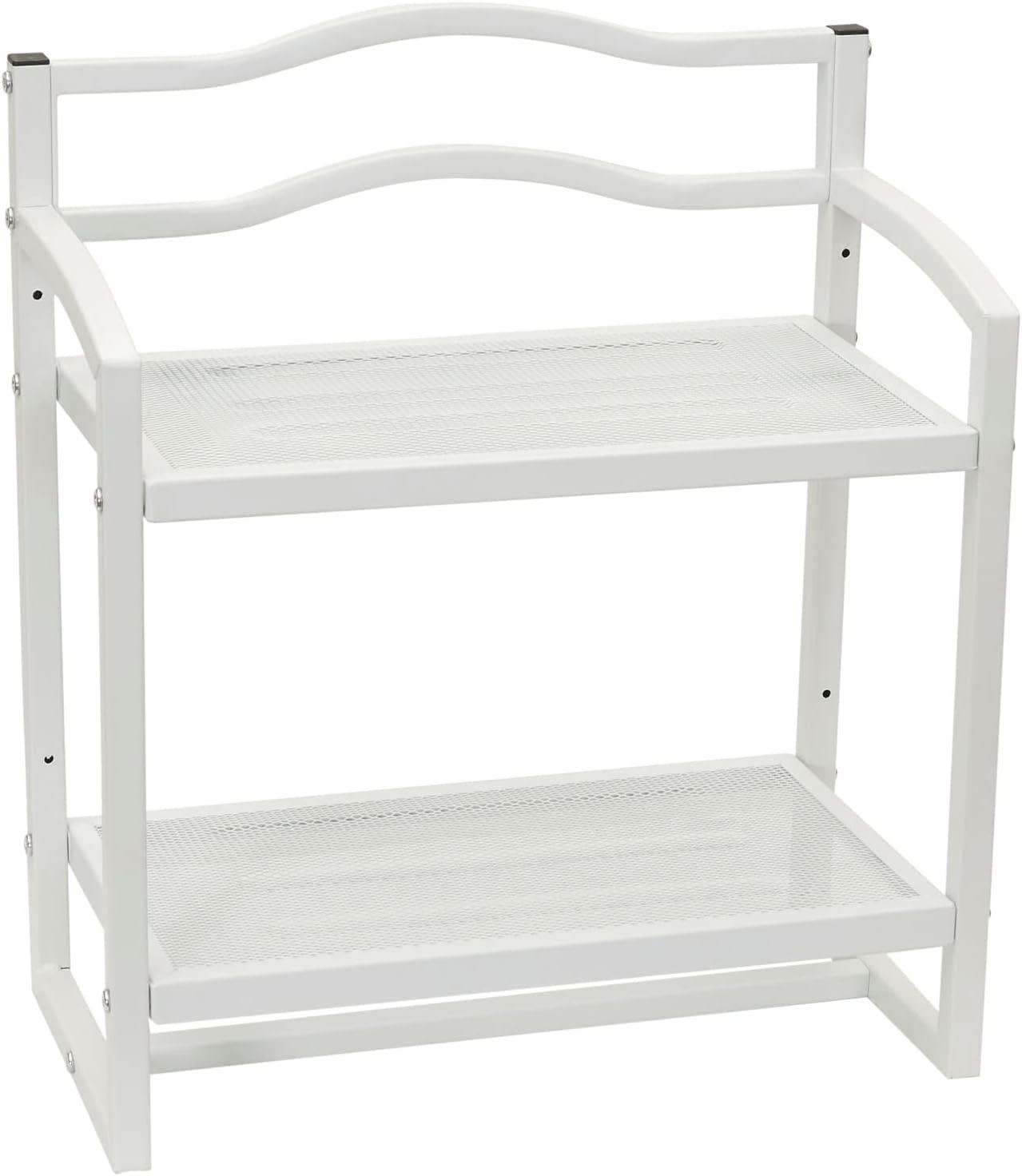 Household Essentials 2 Tier Metal Wall Mount Bathroom Storage Rack White