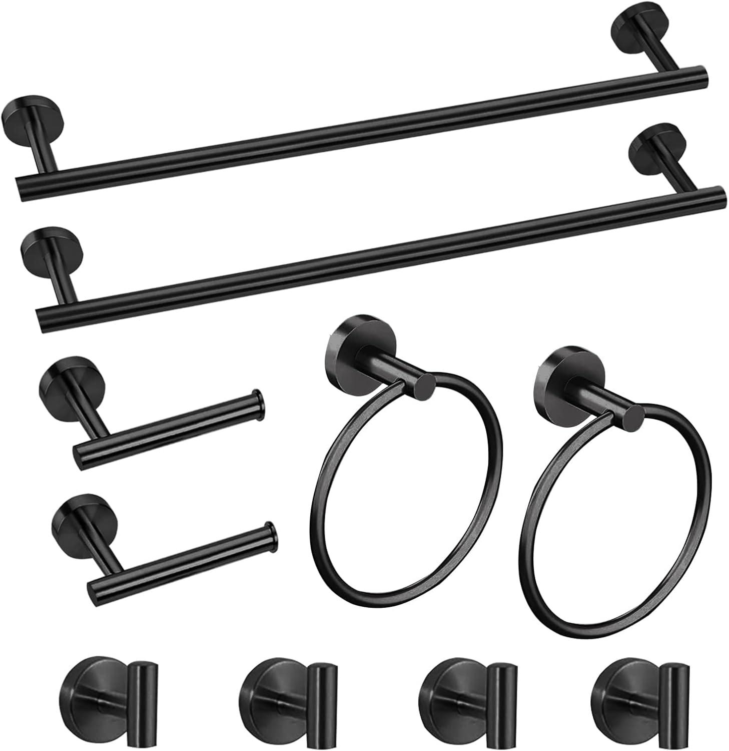 Matte Black 10-Piece Stainless Steel Bathroom Accessories Set