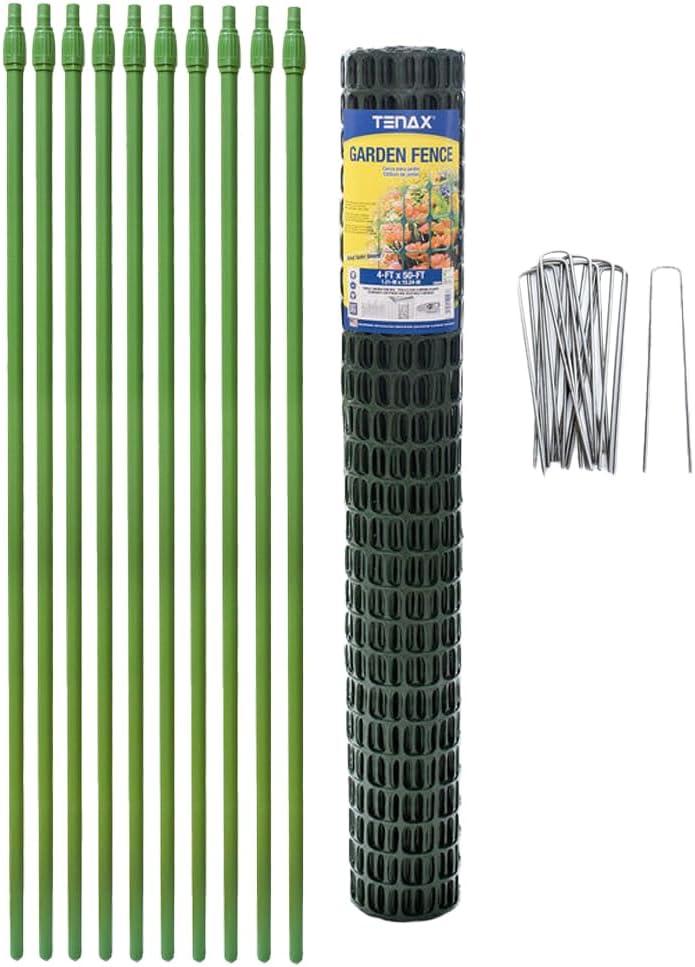 Green Plastic Garden Fence Kit with Adjustable Poles