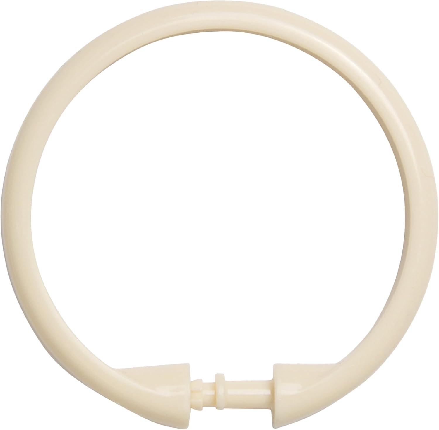 Kenney Rust-Proof Smooth Plastic Shower Curtain Rings, Set of 12, Cream