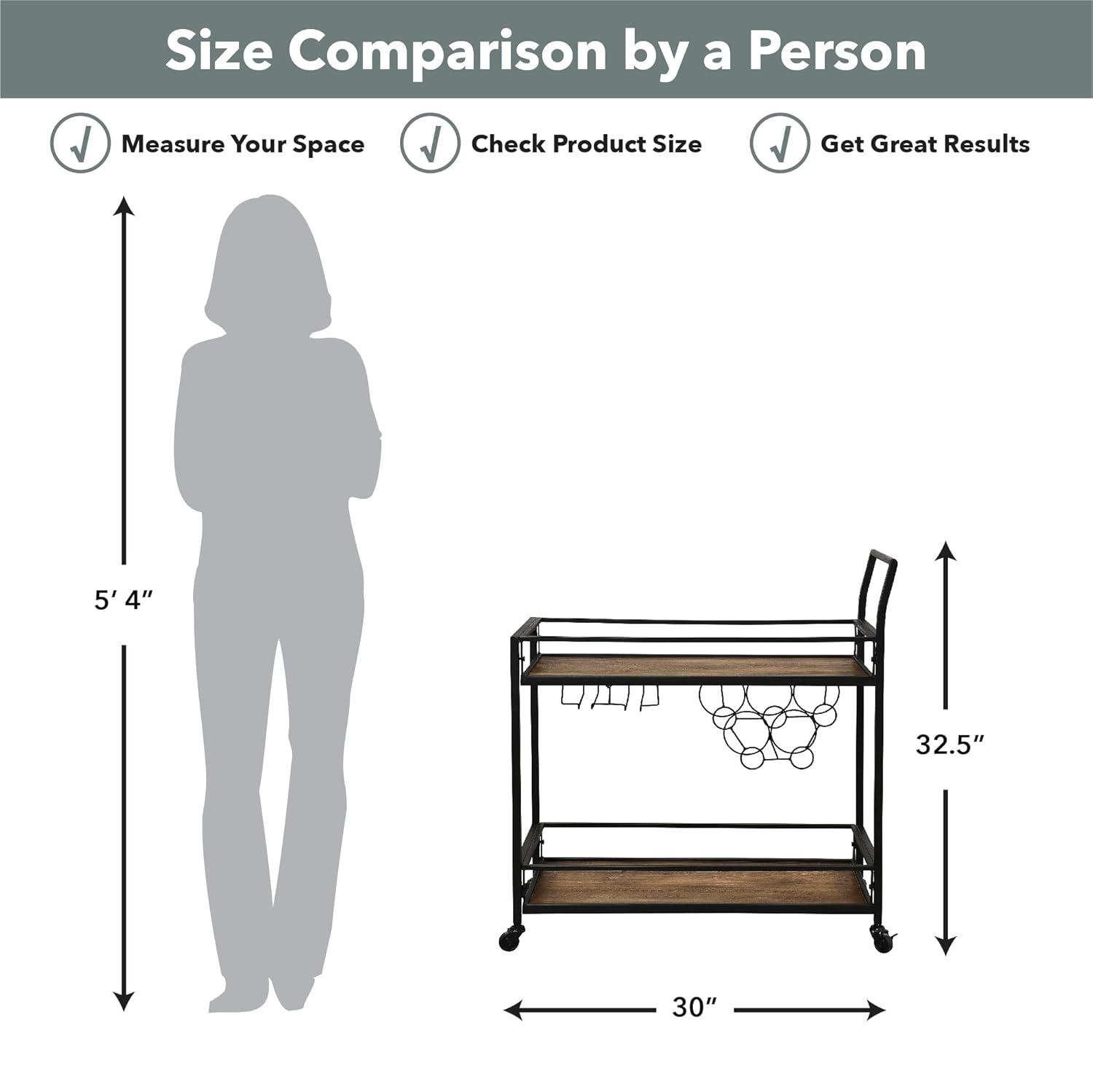 FirsTime & Co. Black Gardner Bar Cart, Industrial, Metal, 29.75 x 12.25 x 32.25 in
