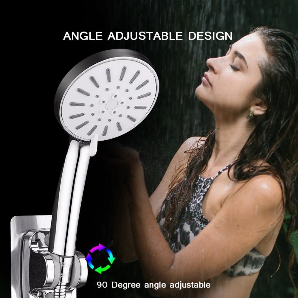 XYKA Large Wall-Mount Shower Head Holder Strong Adhesive Adjustable Bracket for Handheld Shower  ABS Plastic, No Drilling Required Ideal for RV, Kids, Bathroom