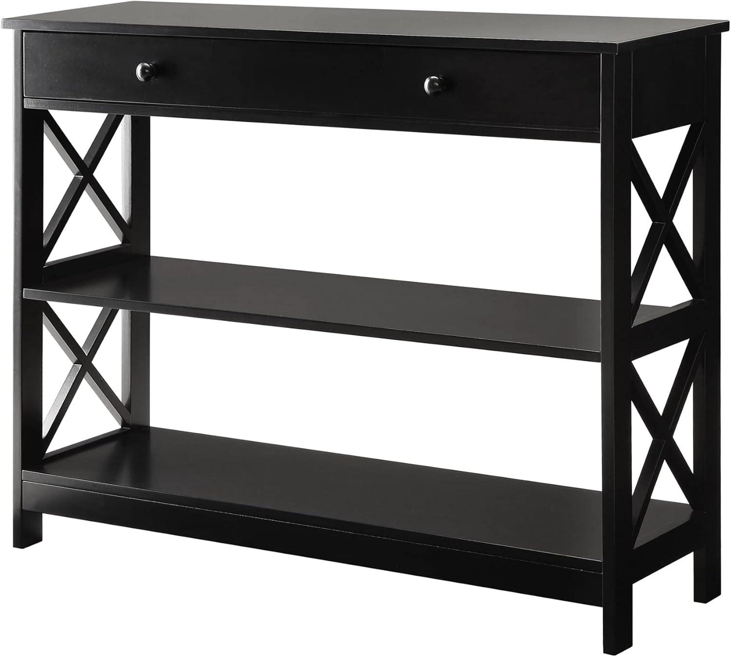 Convenience Concepts Oxford 1-Drawer Console Table, Black Wood finish