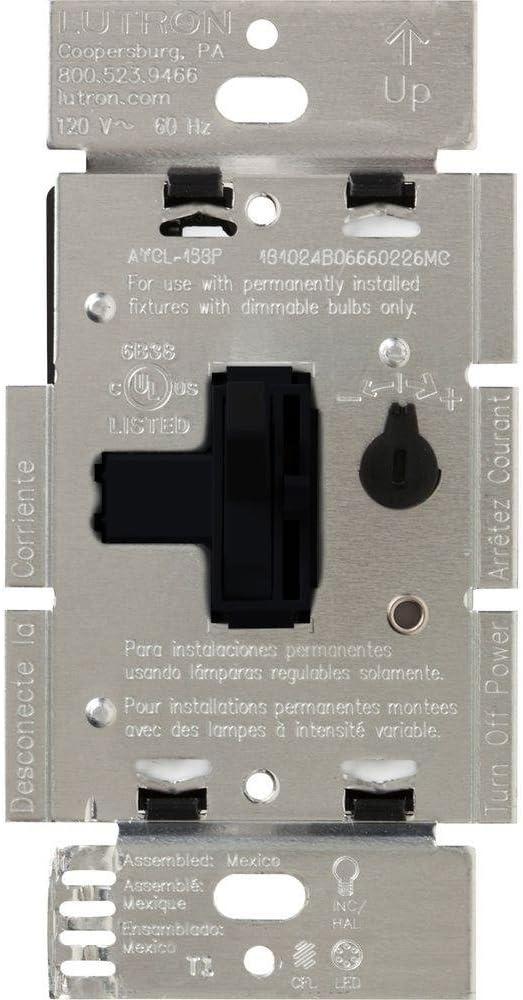 Black Smart Toggle Dimmer Switch for LED and Incandescent Bulbs
