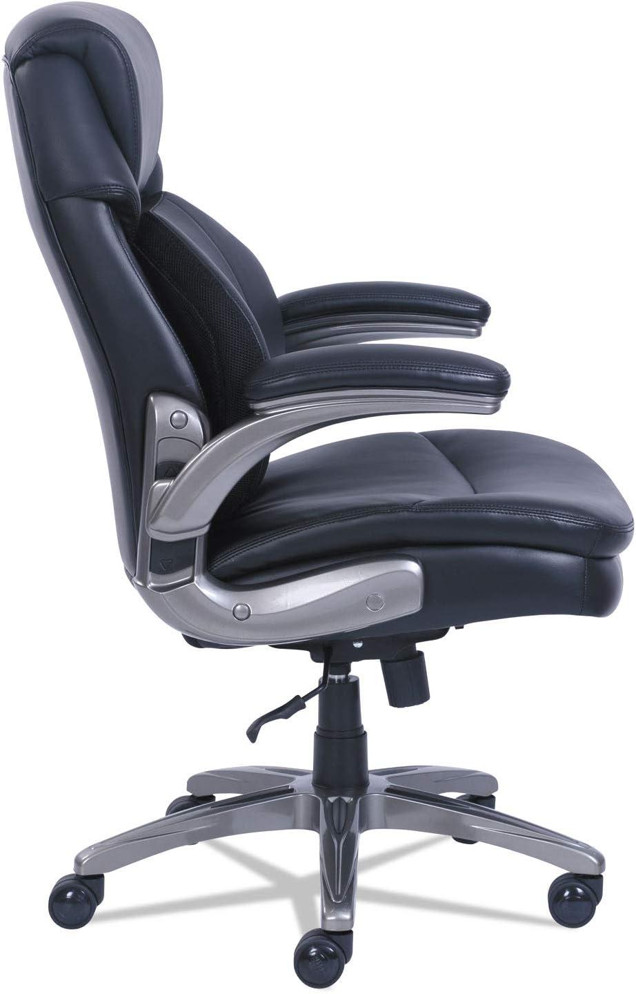 SertaPedic Black Leather Executive Swivel Chair with Adjustable Arms