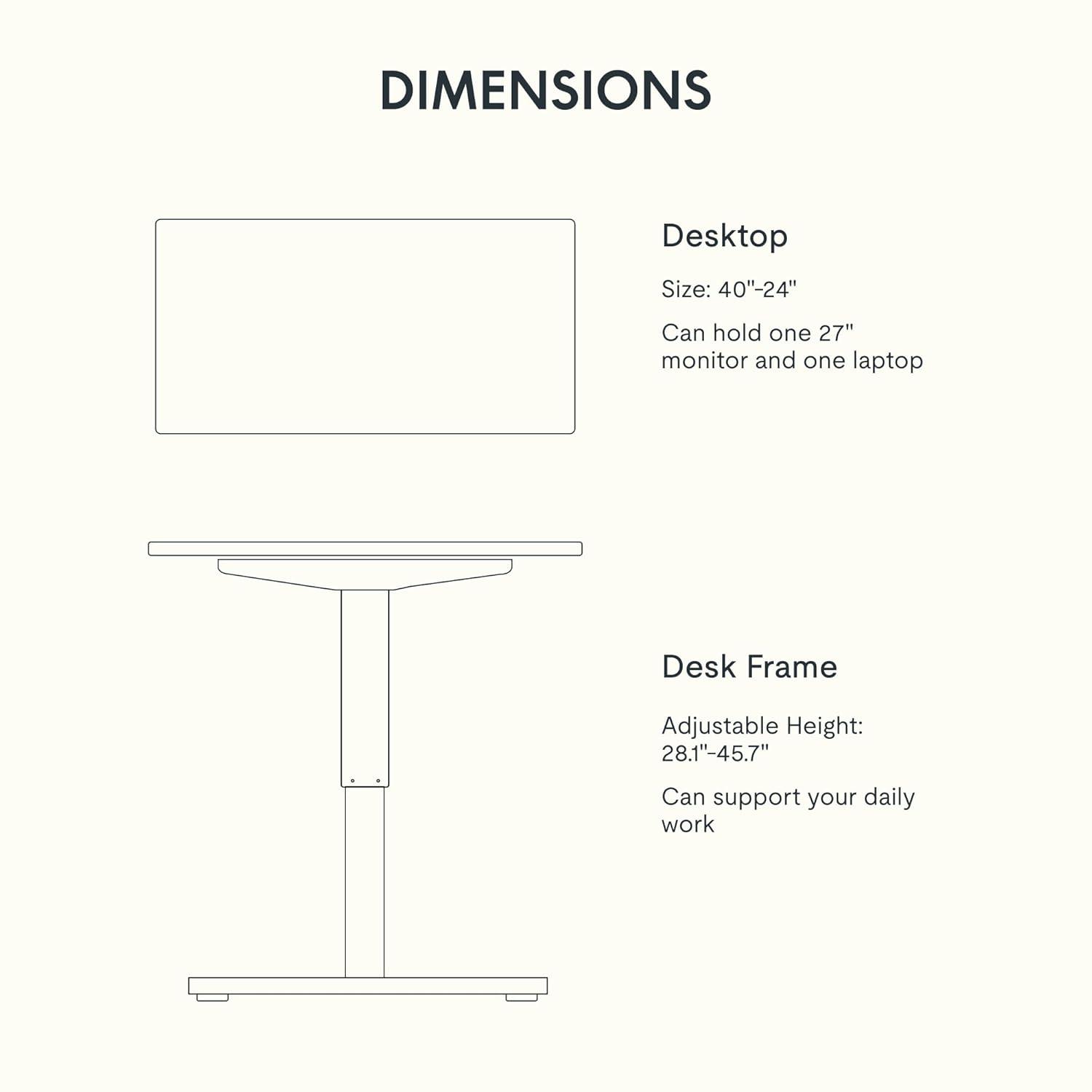 FLEXISPOT EN1 Whole-Piece Standing Desk 40" x 24" Electric Small Desk Height Adjustable Desk Sit Stand Desk Home Office Table (Black Frame + Maple Top, 2 Packages)