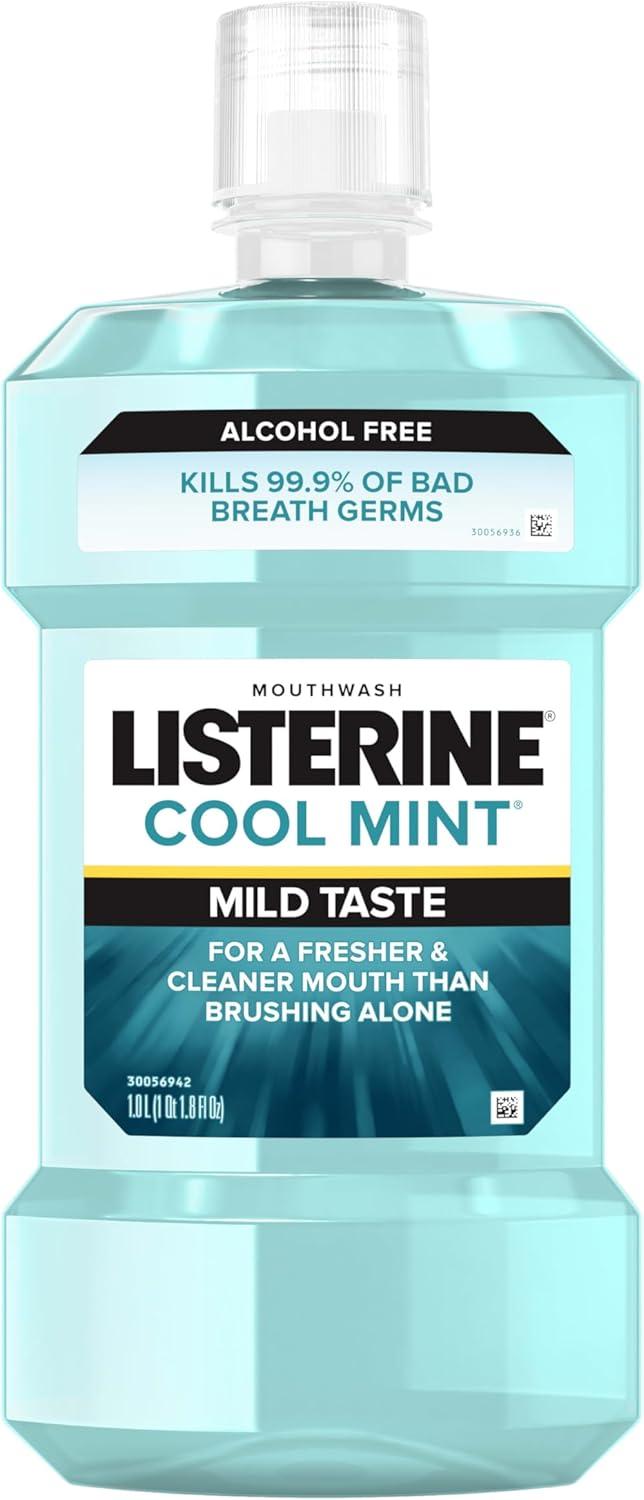 Listerine Zero Alcohol Antiseptic Mouthwash for Bad Breath and Plaque - Cool Mint - 33.8 fl oz