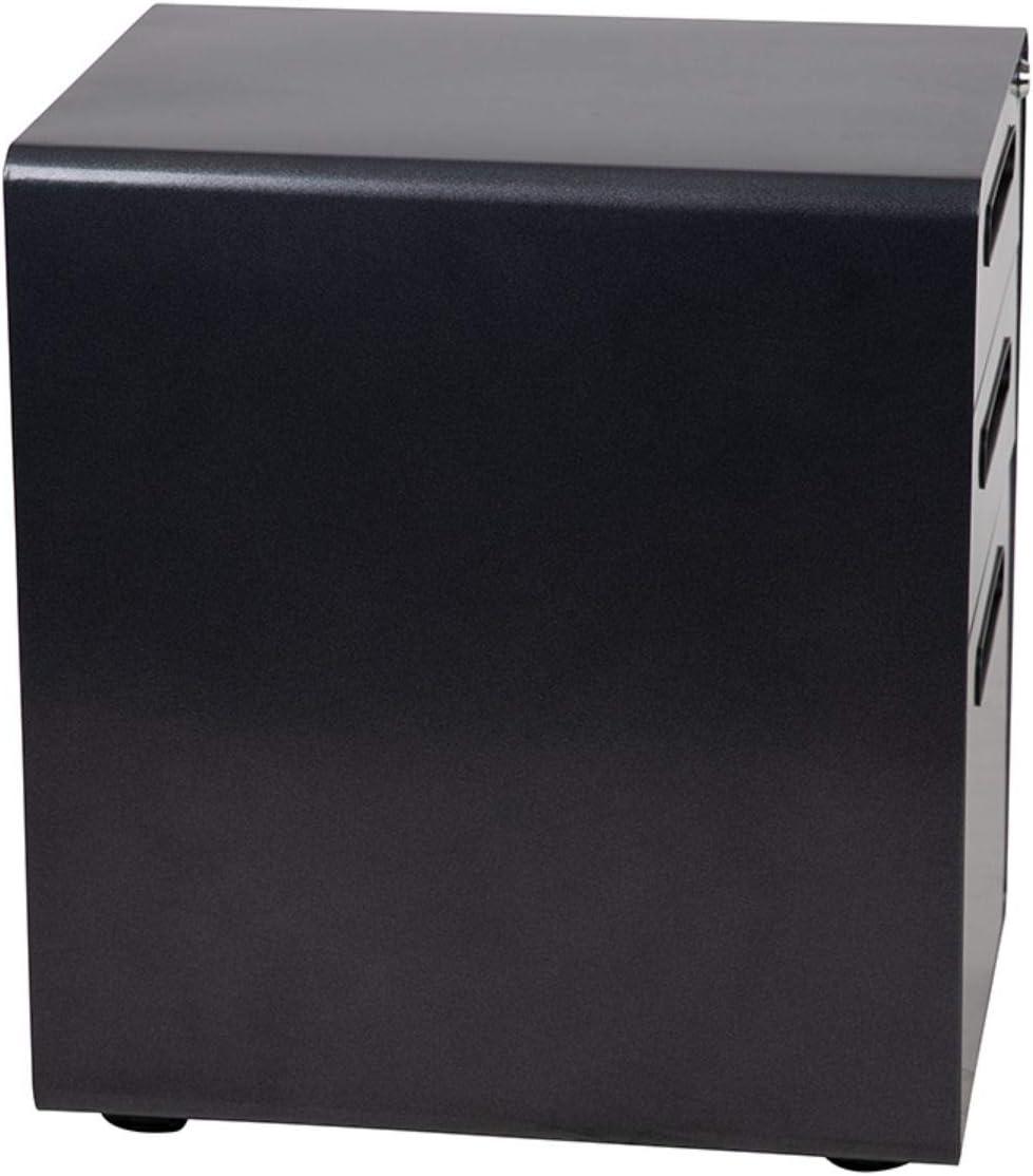 Flash Furniture Ergonomic 3-Drawer Mobile Locking Filing Cabinet with Anti-Tilt Mechanism and Hanging Drawer for Legal & Letter Files, Black