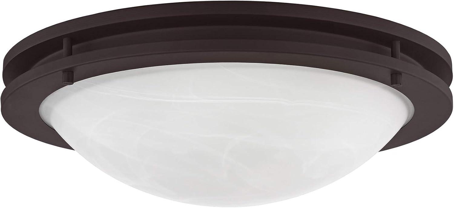 Ariel Art Deco-Inspired Bronze 3-Light Flush Mount with White Alabaster Glass