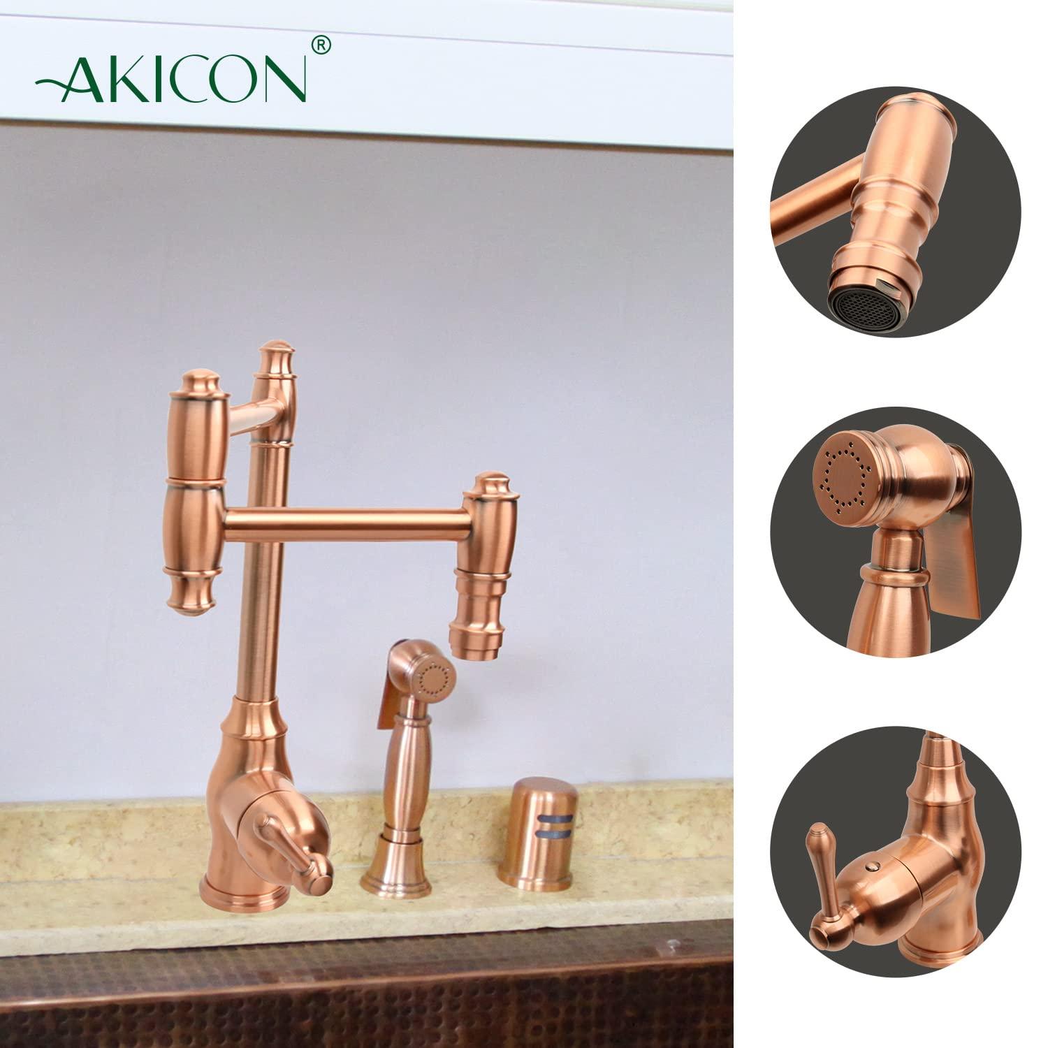 Akicon Copper Single Handle Deck-mount Pot Filler Kitchen Faucet ( Side Sprayer Included )