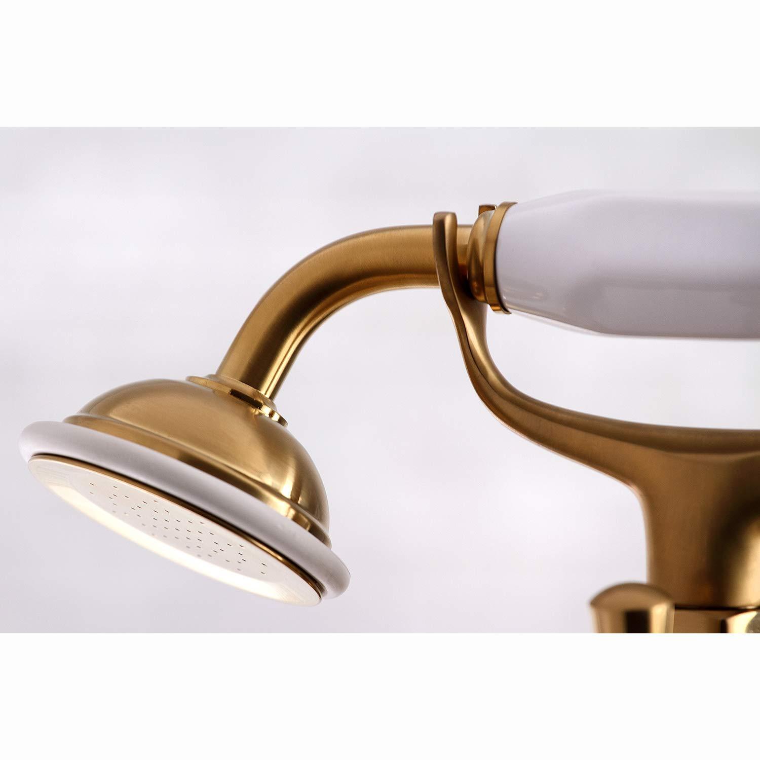 Kingston Brass Kingston Three-Handle 2-Hole Deck Mount Clawfoot Tub Faucet with Hand Shower