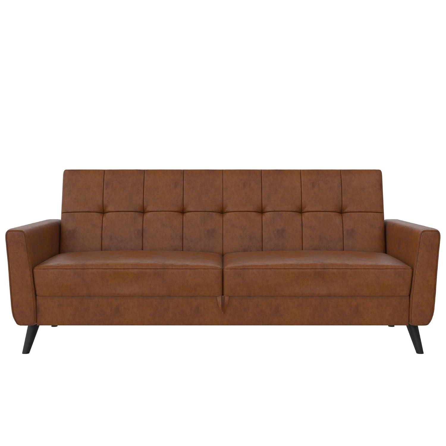 Dorel Home Products Parker Faux Leather Futon with Storage Camel
