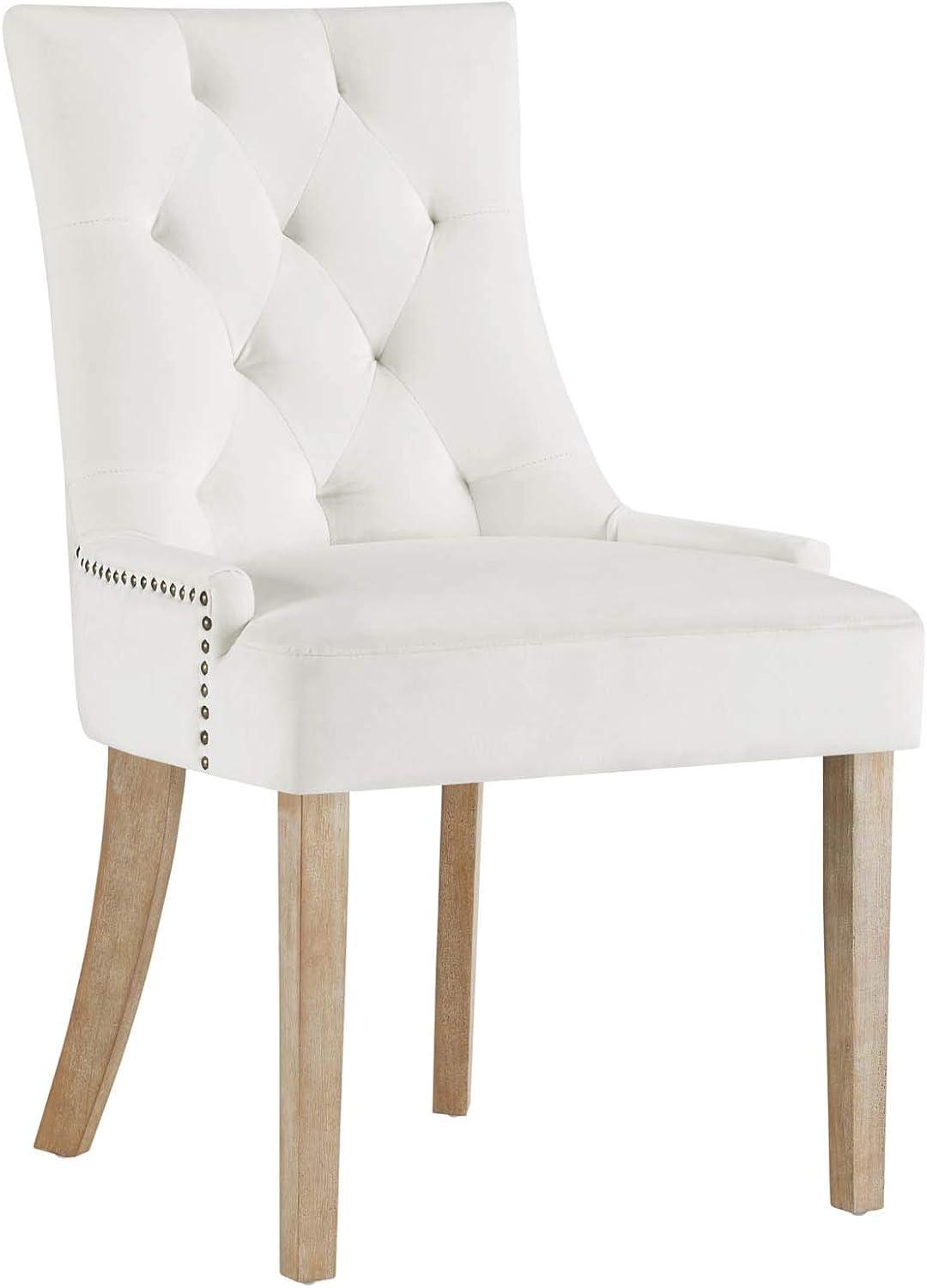 Modway Pose 19" Modern Performance Velvet Dining Chair in Ivory (Set of 2)