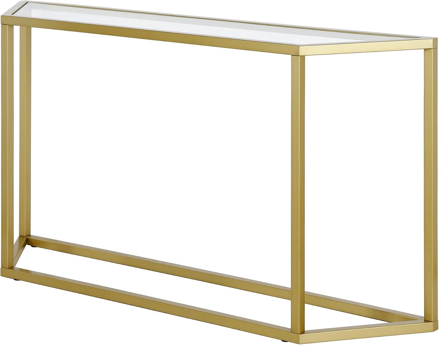 Evelyn&Zoe Levi 55" Wide Trapezoid Console Table, Brass