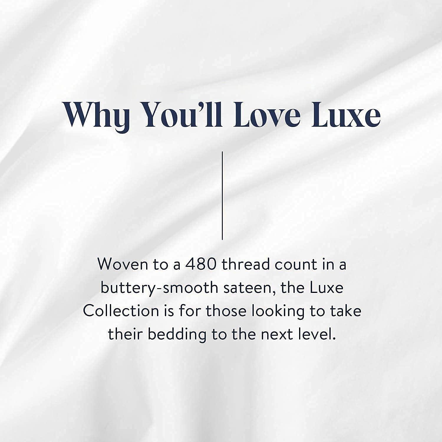 Brooklinen Luxury Sateen 4 Piece King Size Sheets Set in White - 100% Cotton Sateen Sheets - 1 Fitted Sheet, 1 Flat Sheet, 2 Pillowcases