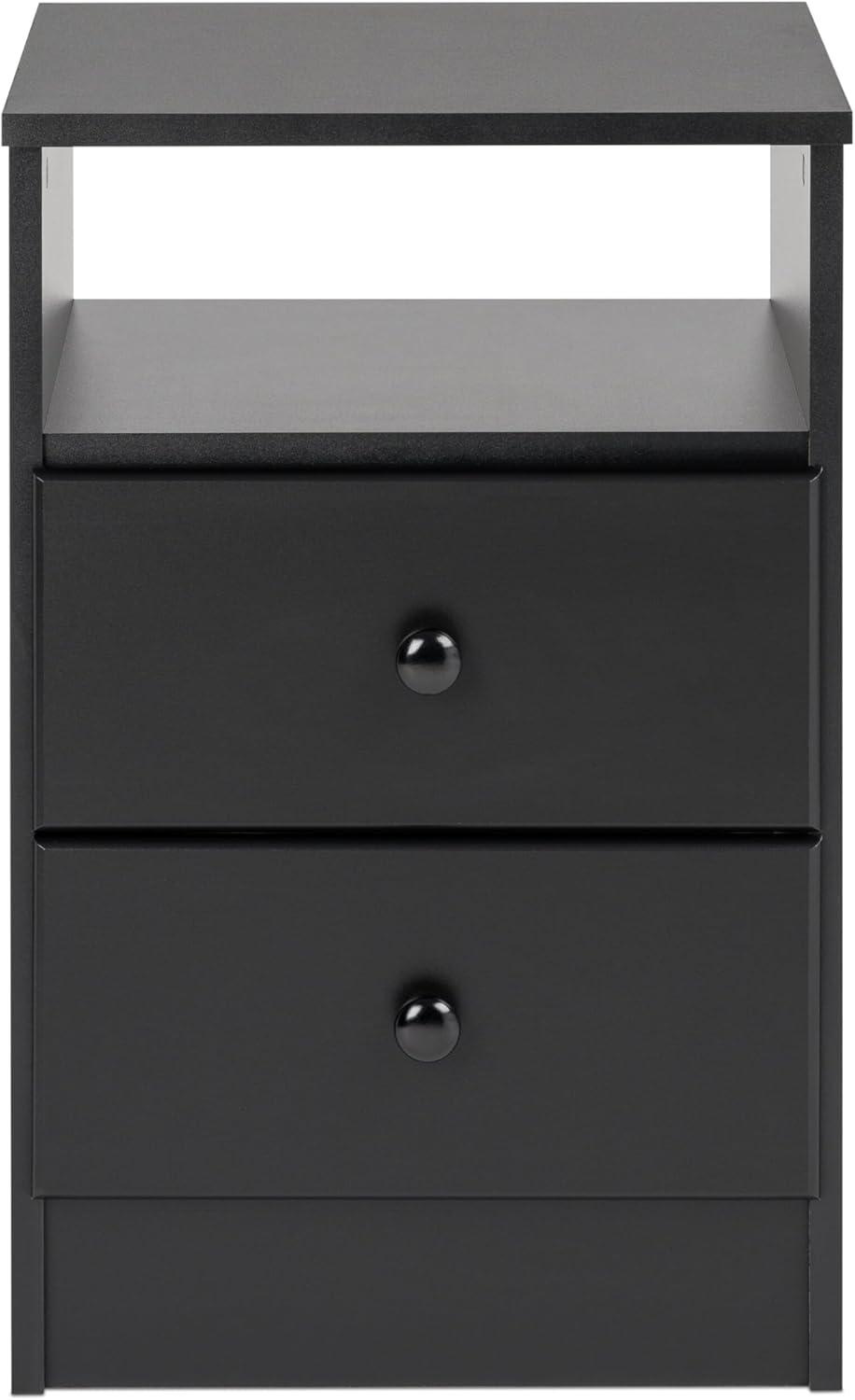 Prepac Astrid 2 Drawer Nightstand White: Modern Style, MDF, Includes Anti-Tip Hardware, for All Ages