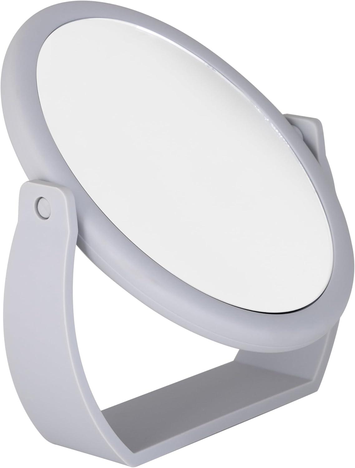 8" Vanity Rubberized 1X-10X Magnification Mirror Gray - Home Details