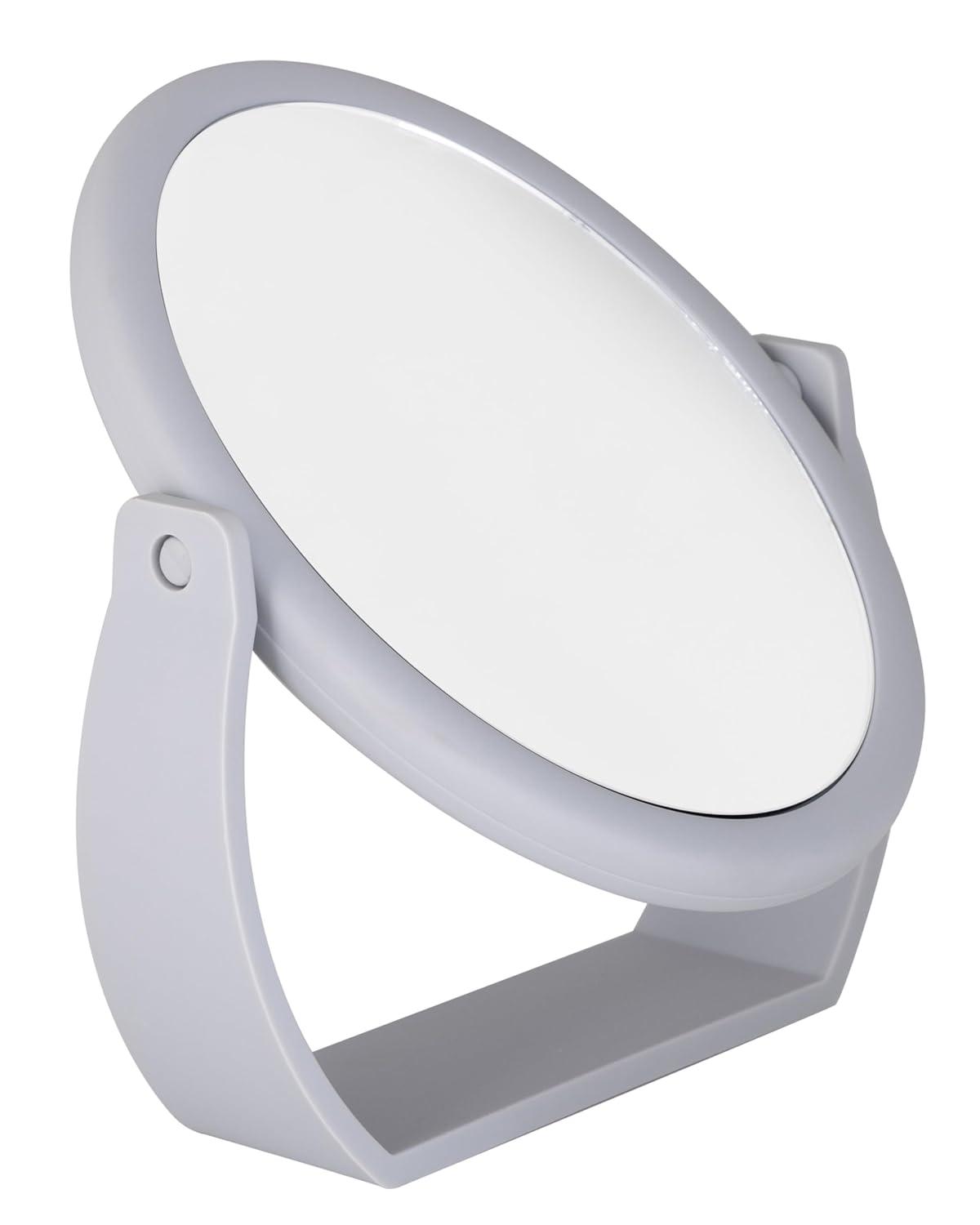 8" Vanity Rubberized 1X-10X Magnification Mirror Gray - Home Details