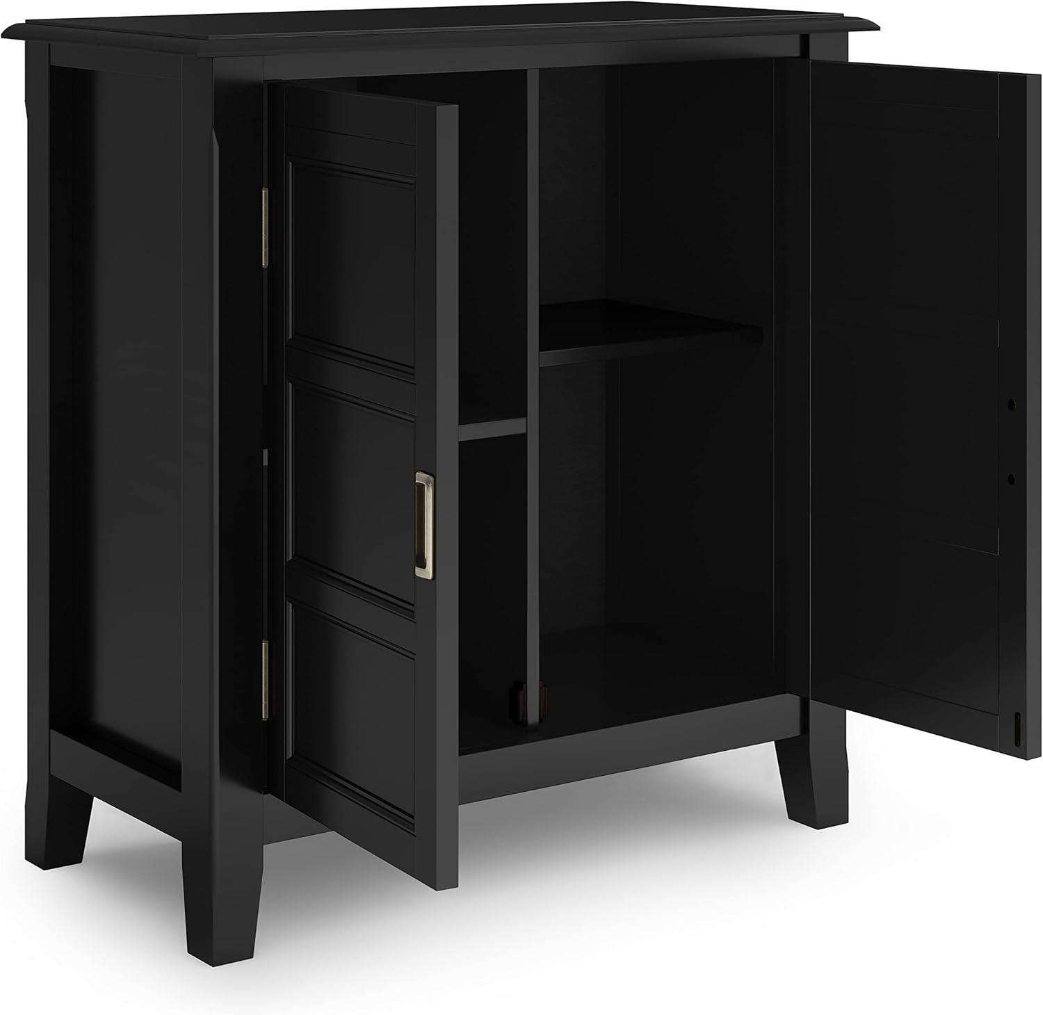 Simpli Home Burlington Solid Wood Low Storage Cabinet In Black