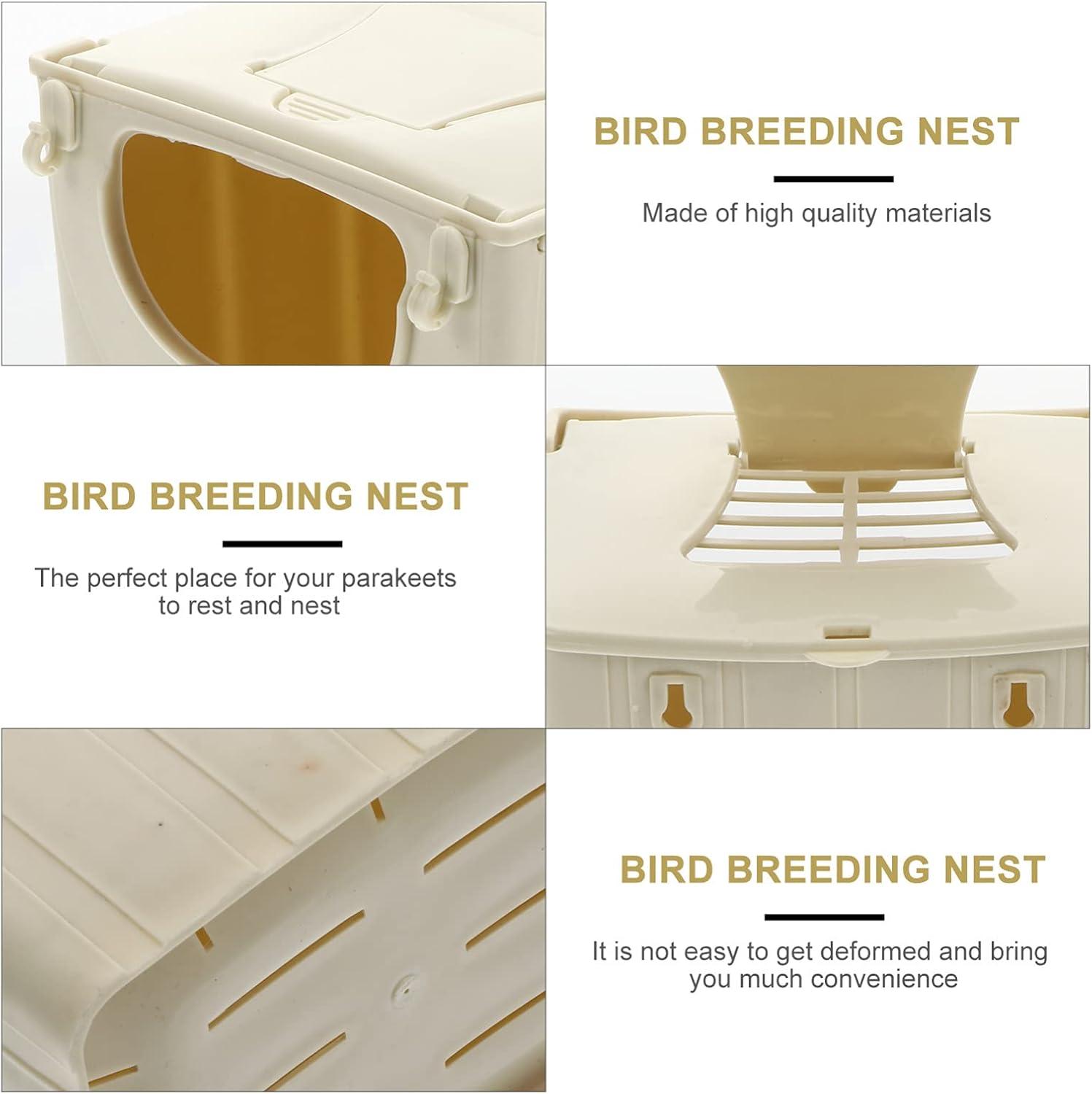 Off-White Plastic Parakeet Nesting Box with Perch