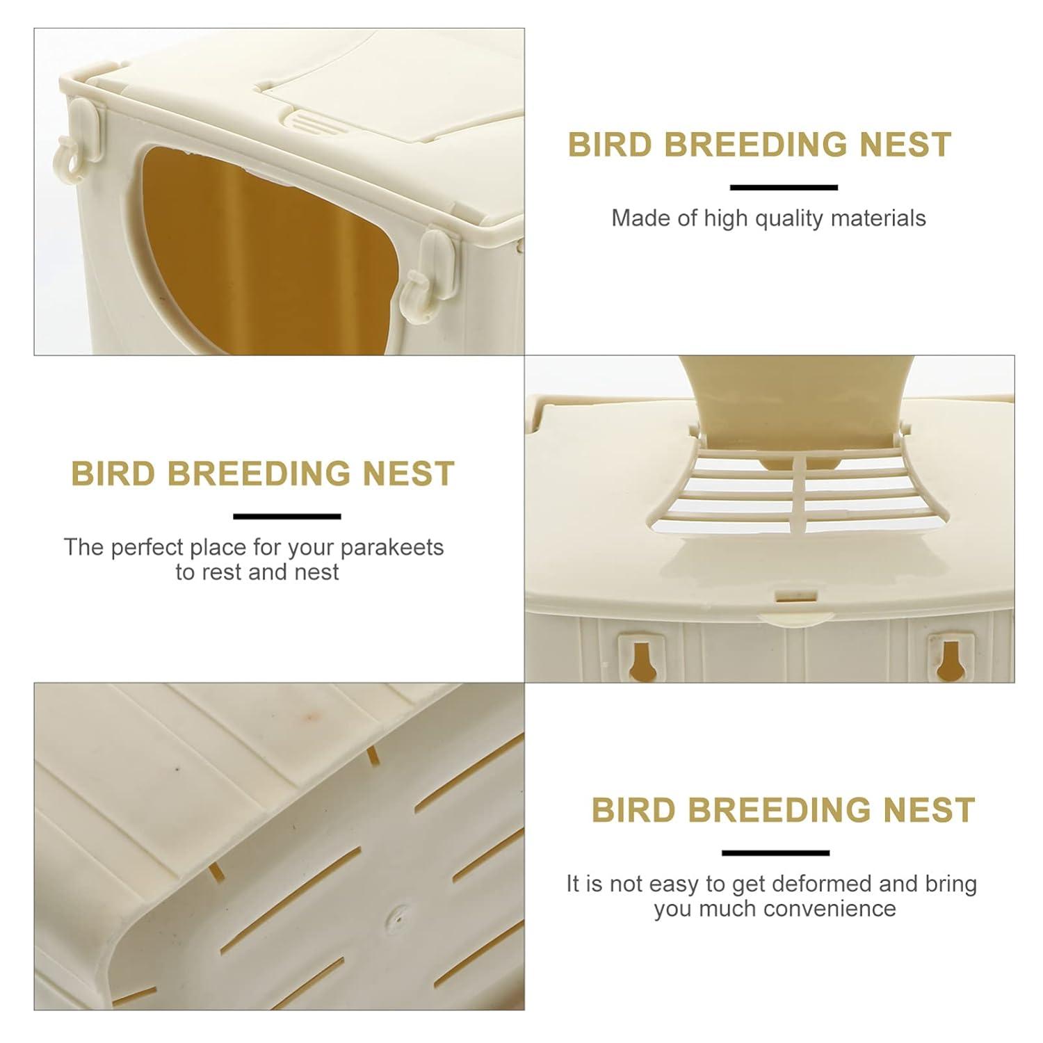 Off-White Plastic Parakeet Nesting Box with Perch