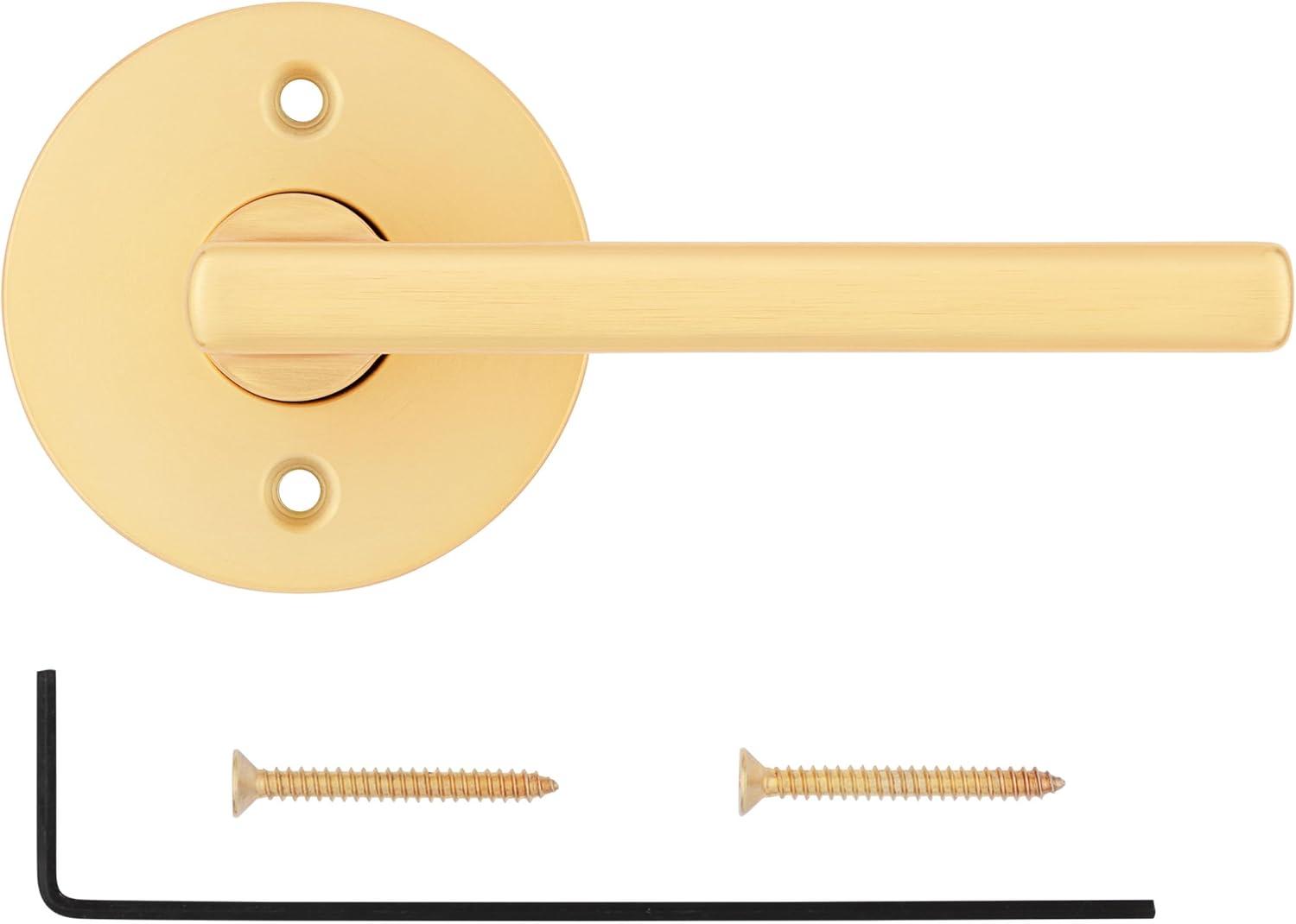 Satin Brass Contemporary Dummy Door Lever