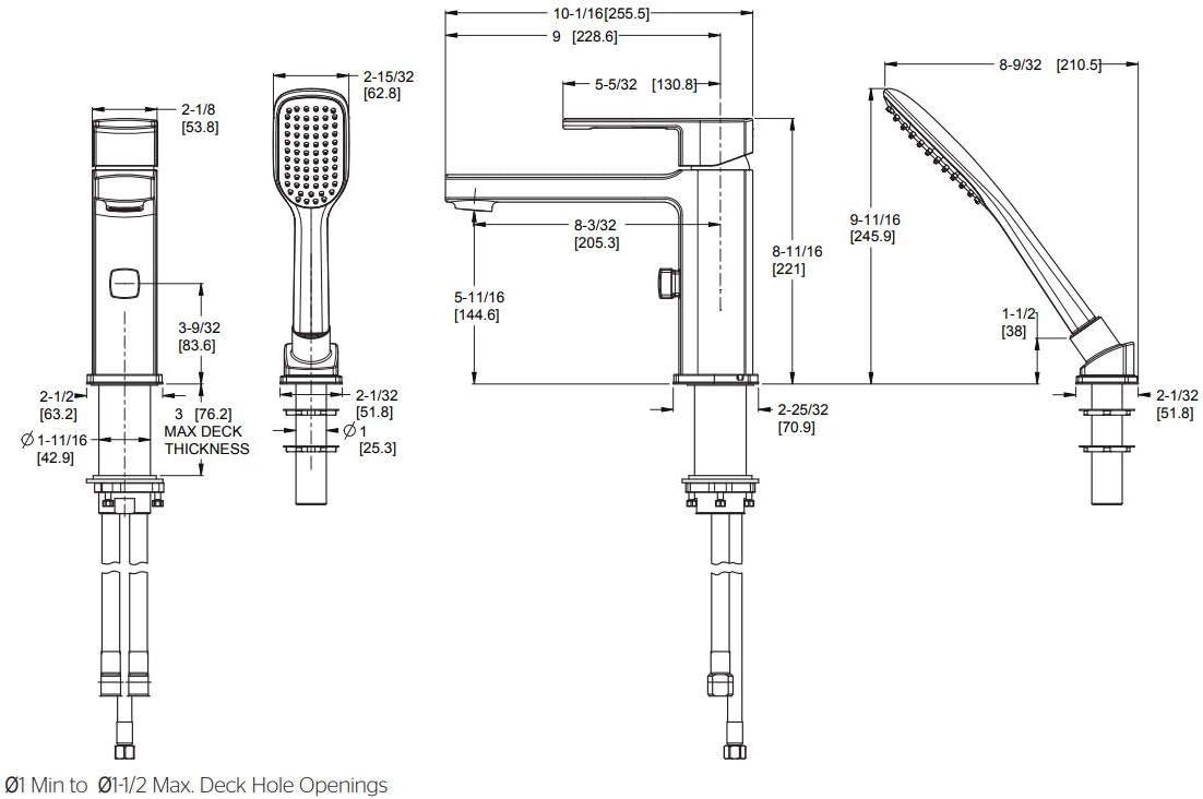 Deckard Brushed Nickel Single Handle Roman Tub Faucet with Hand Shower