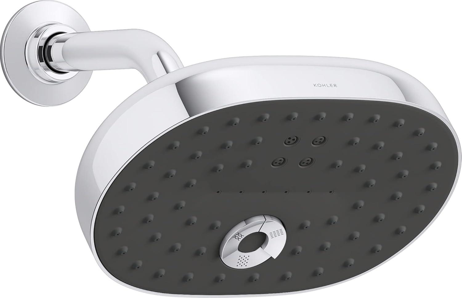 Chrome Oval Multifunction Wall Mounted Showerhead