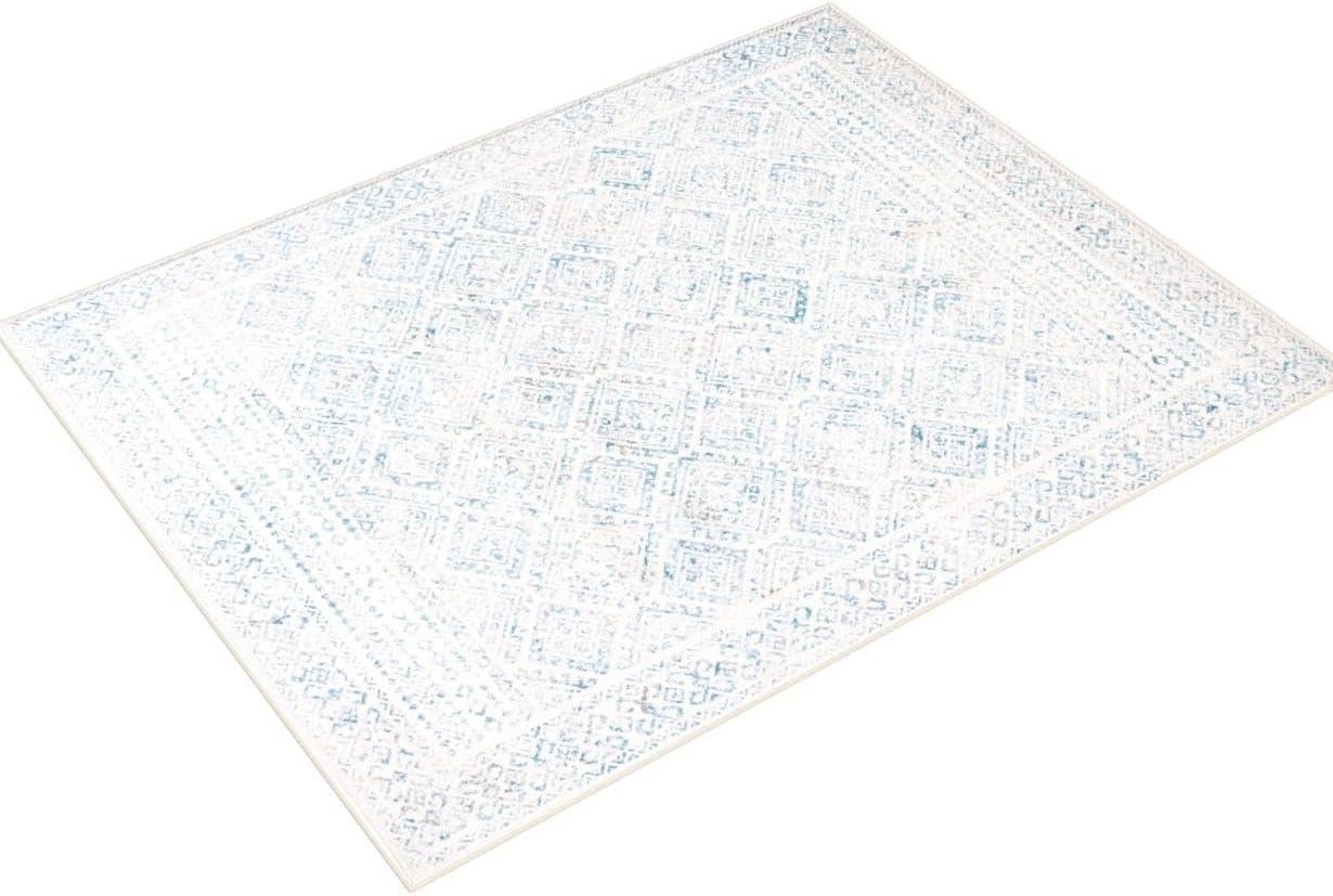 SAFAVIEH Tulum Ophelia Bordered Geometric Area Rug, 9' x 12', Ivory/Turquoise