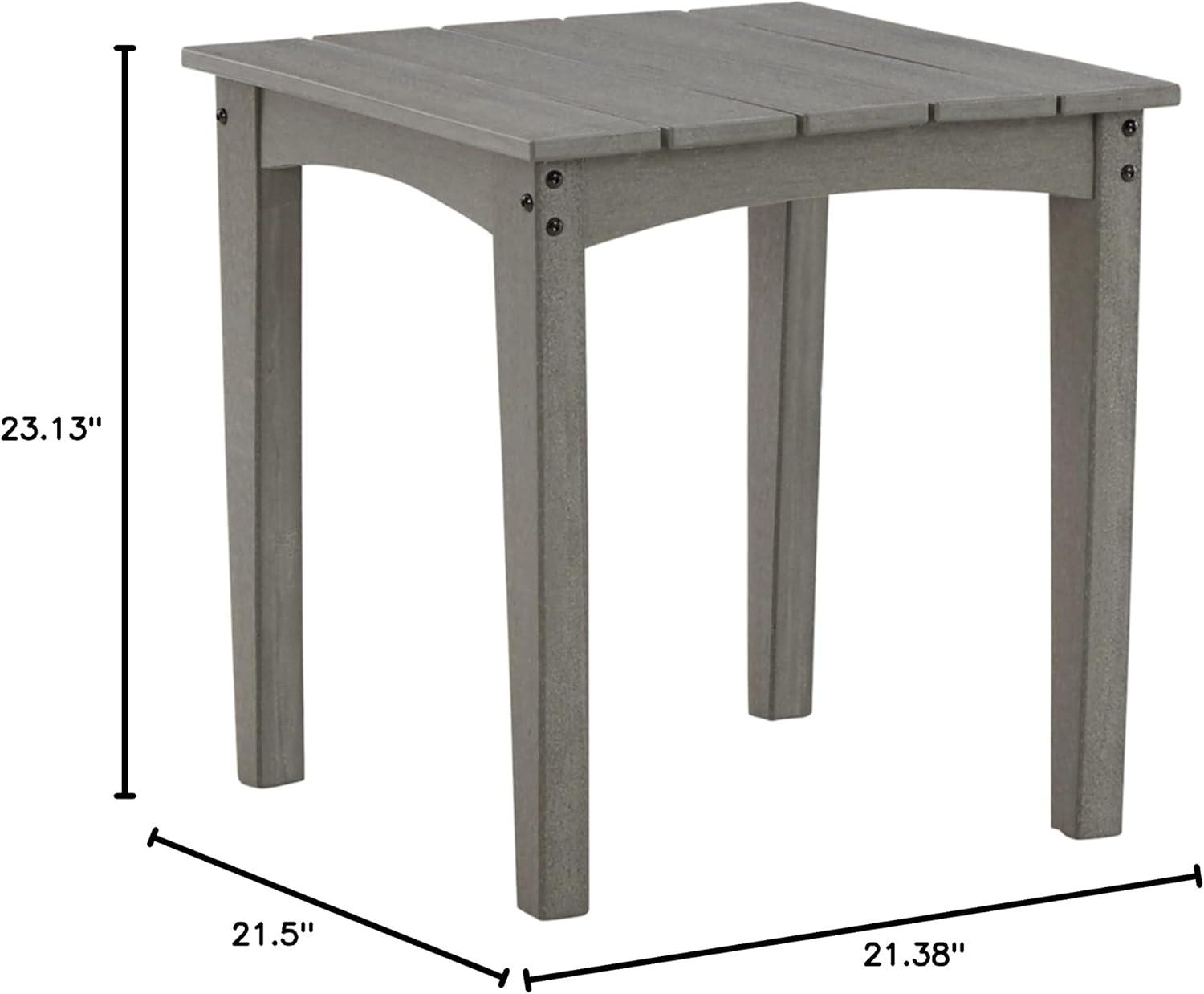 Gray HDPE Rectangular Outdoor End Table with Slatted Top