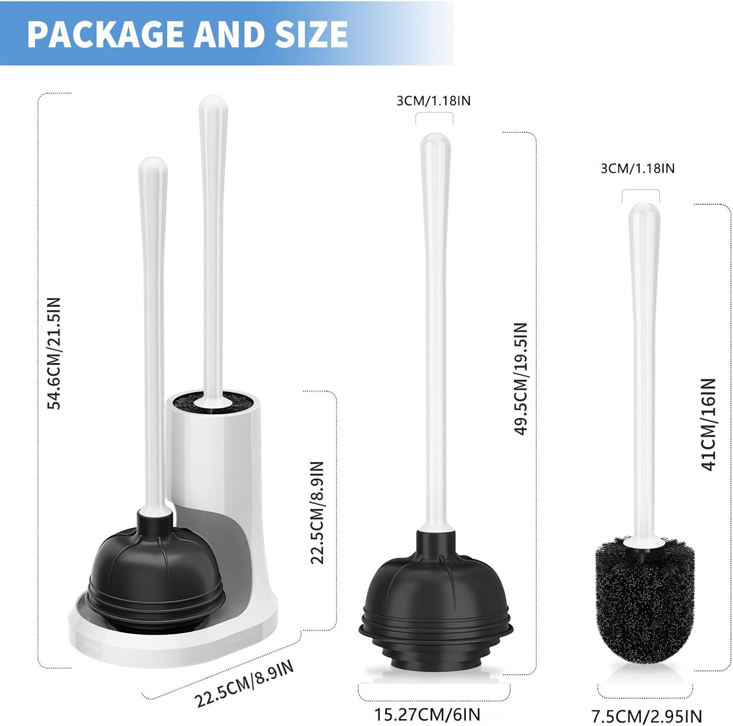 XXZH Toilet Plunger and Bowl Brush Combo for Bathroom Cleaning, 2 Sets