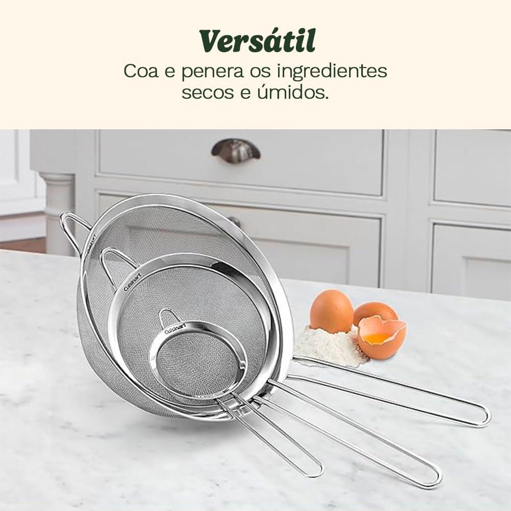 Cuisinart 3 Piece Stainless Steel Mesh Strainer Set for for Sifting, Straining and Draining Vegetables, Pastas, Flour, Tea